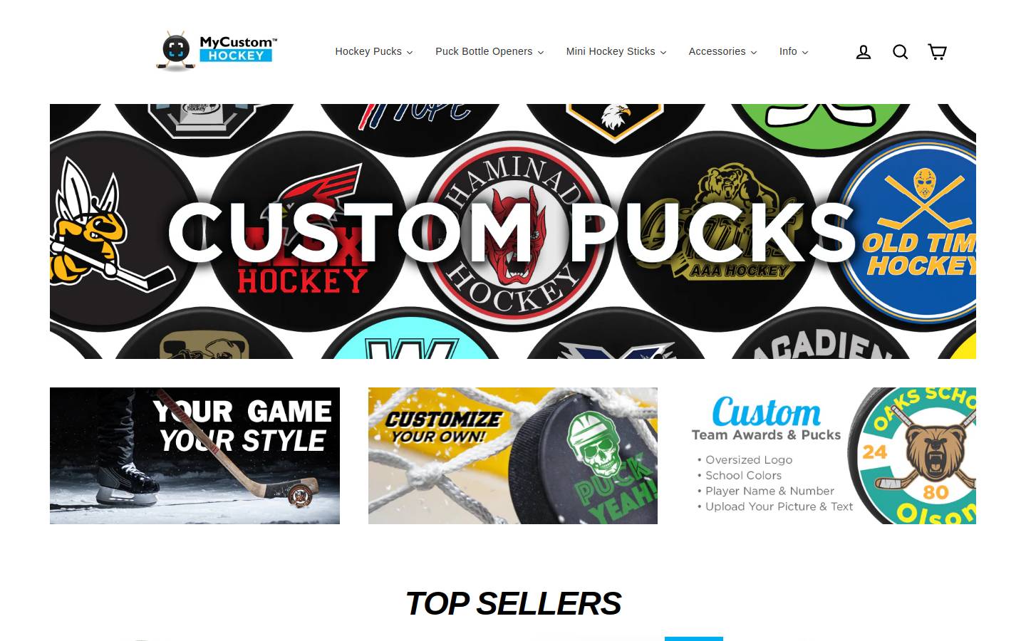 mycustomhockey.com homepage screenshot