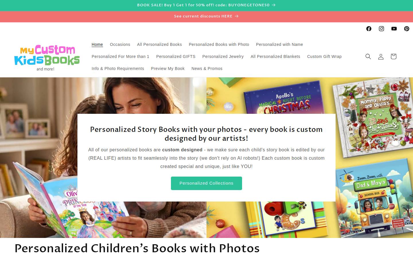 mycustomkidsbooks.com homepage screenshot