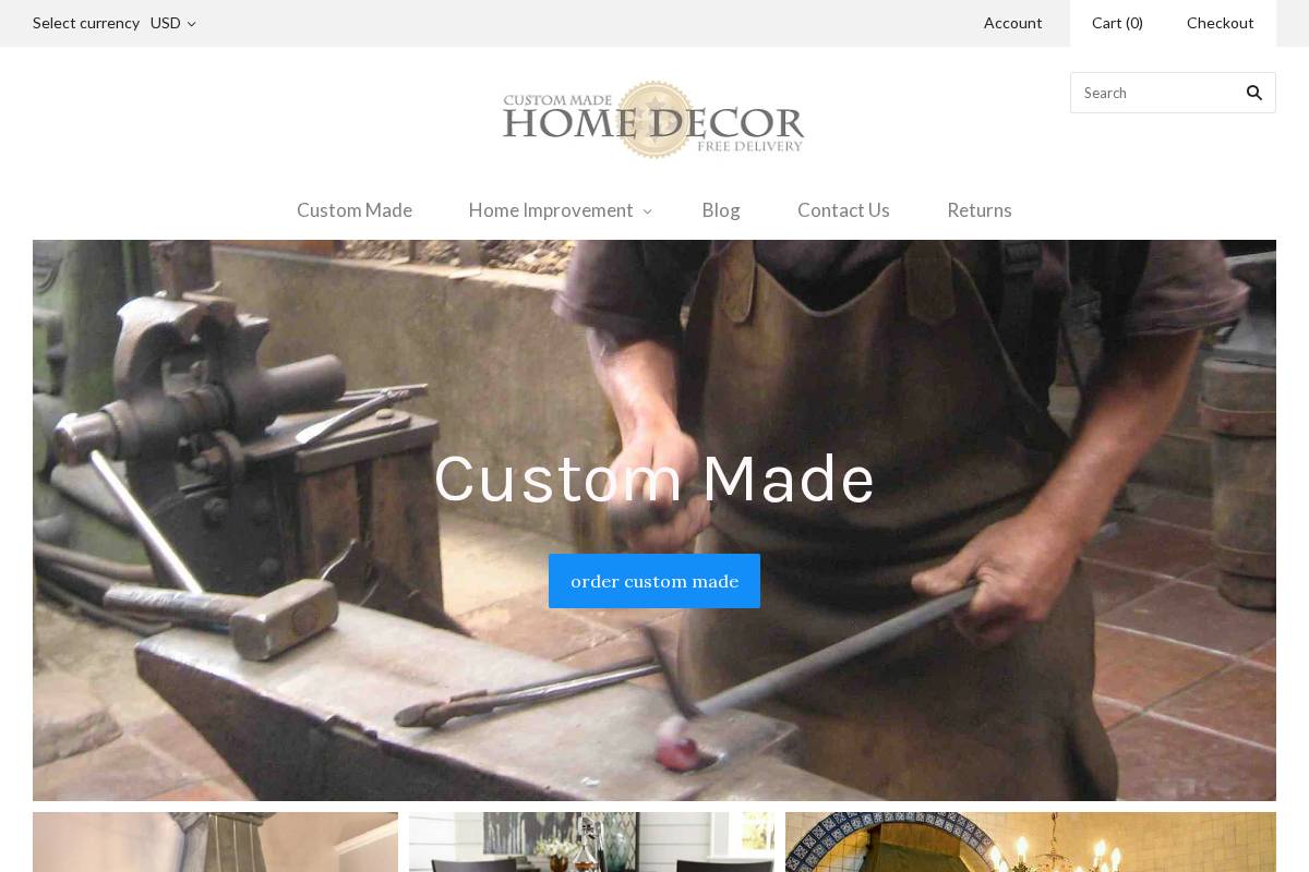 Custom Made homepage screenshot
