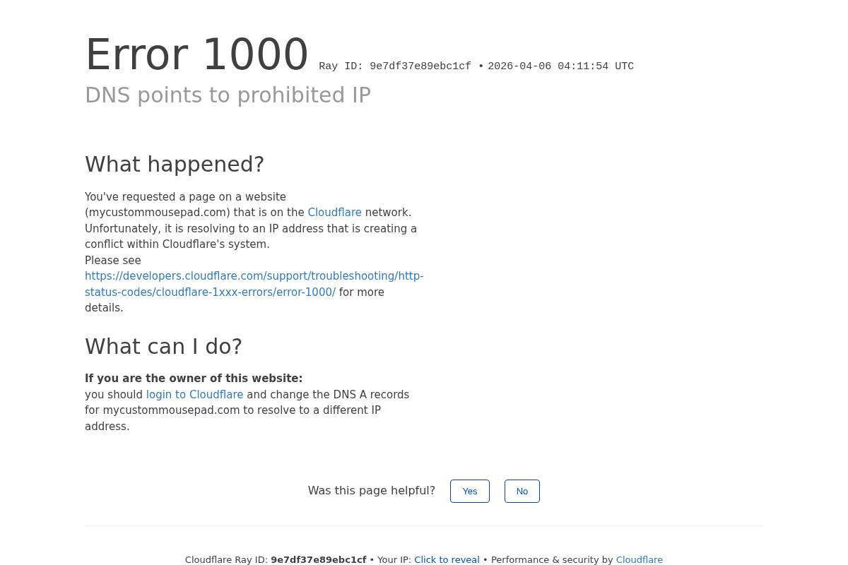 Mycustommousepad homepage screenshot