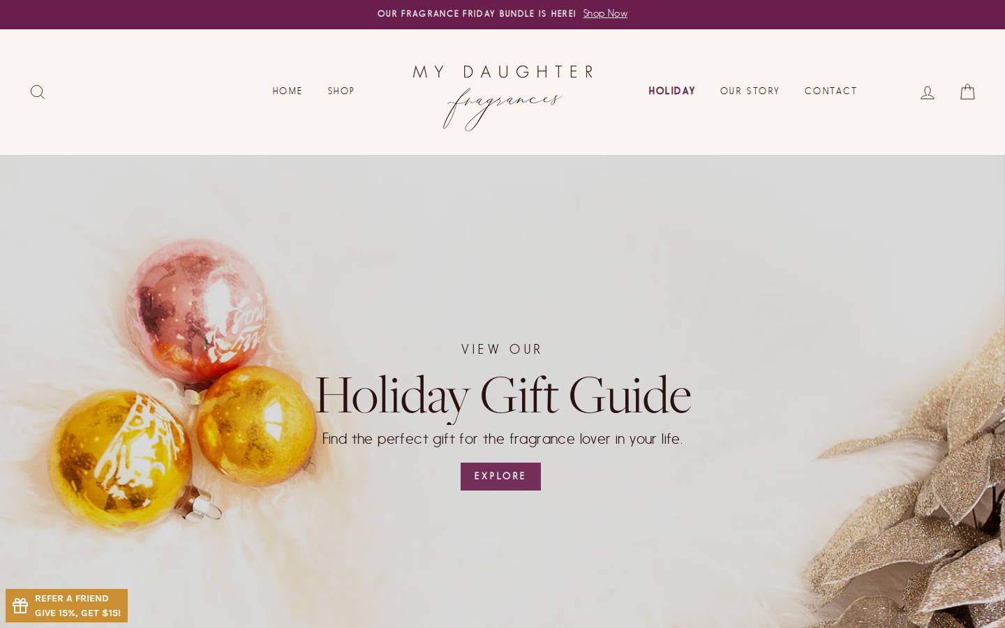 mydaughterfragrance.com homepage screenshot