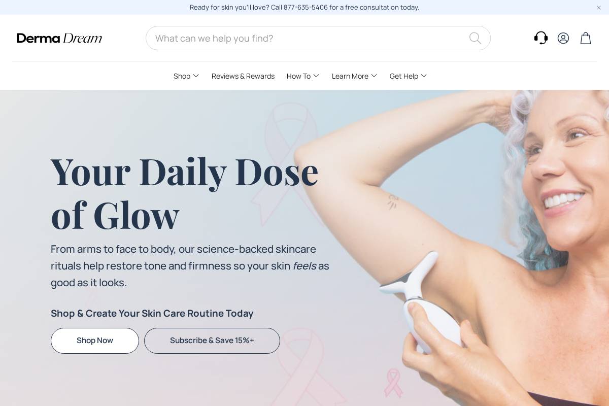 MyDermaDream homepage screenshot