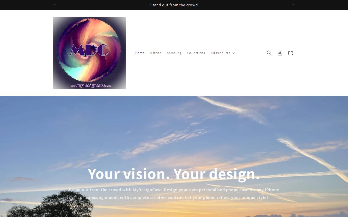 mydesigncase.com homepage screenshot