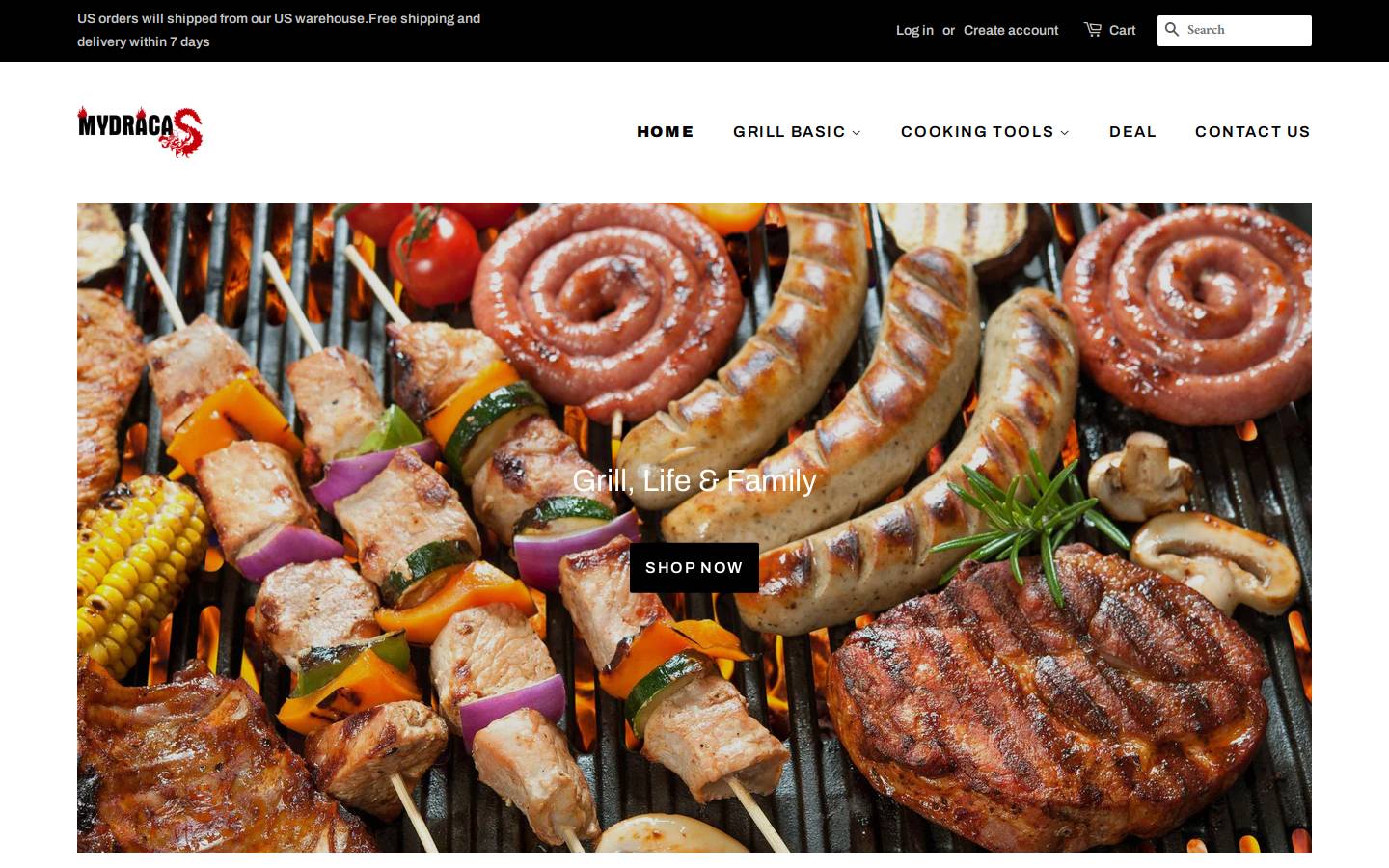 mydracas.com homepage screenshot