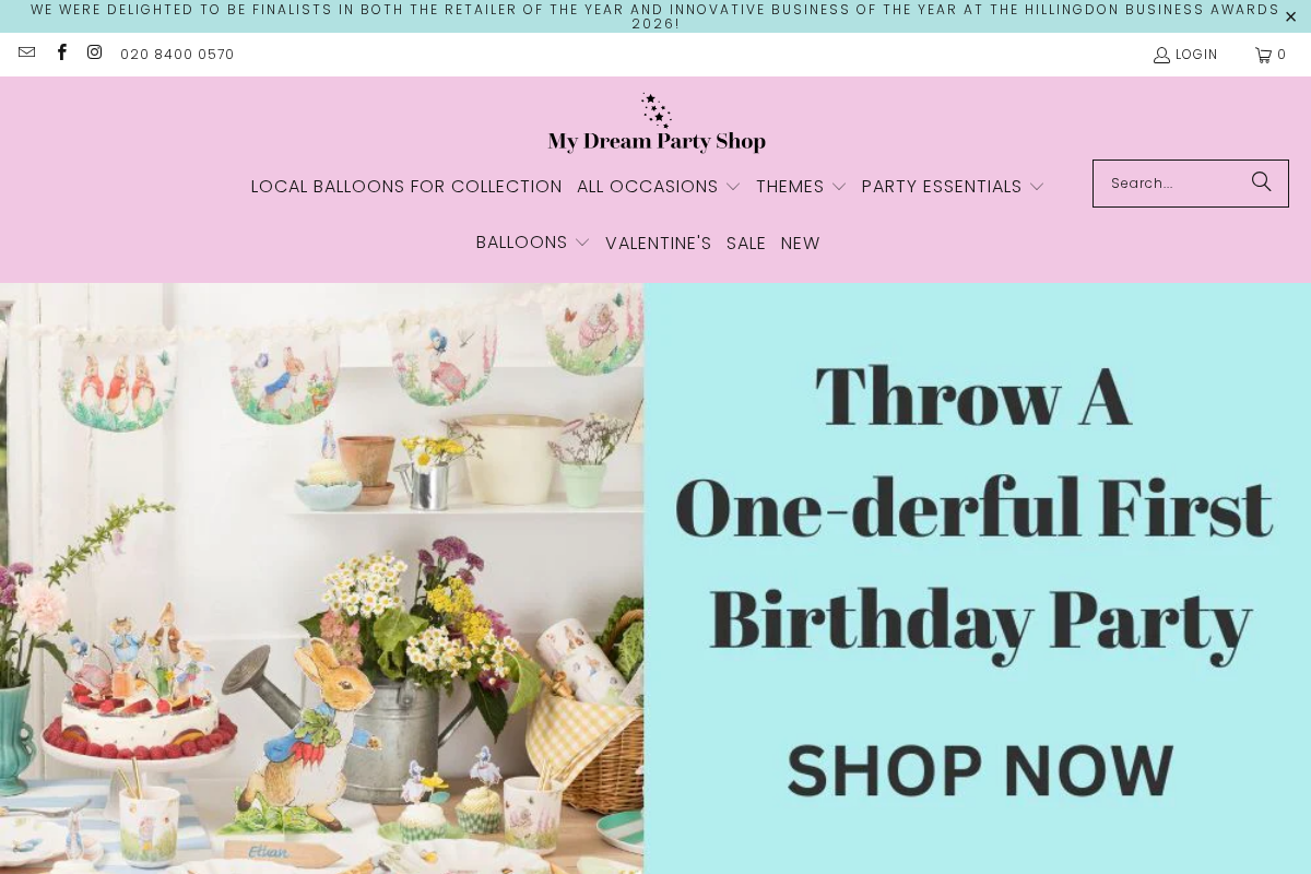My Dream Party Shop homepage screenshot