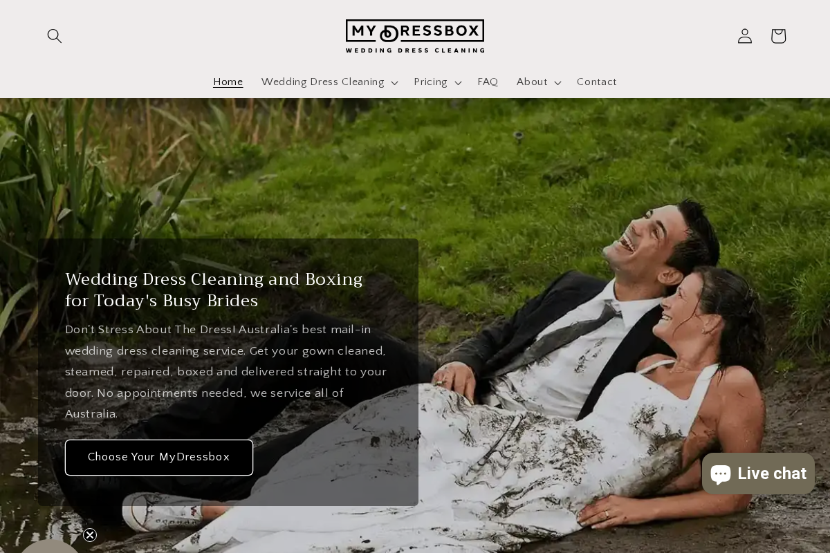 MyDressbox Bridal Laundry homepage screenshot