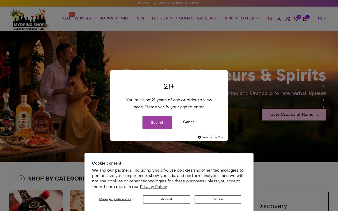 MyDrinx.shop homepage screenshot