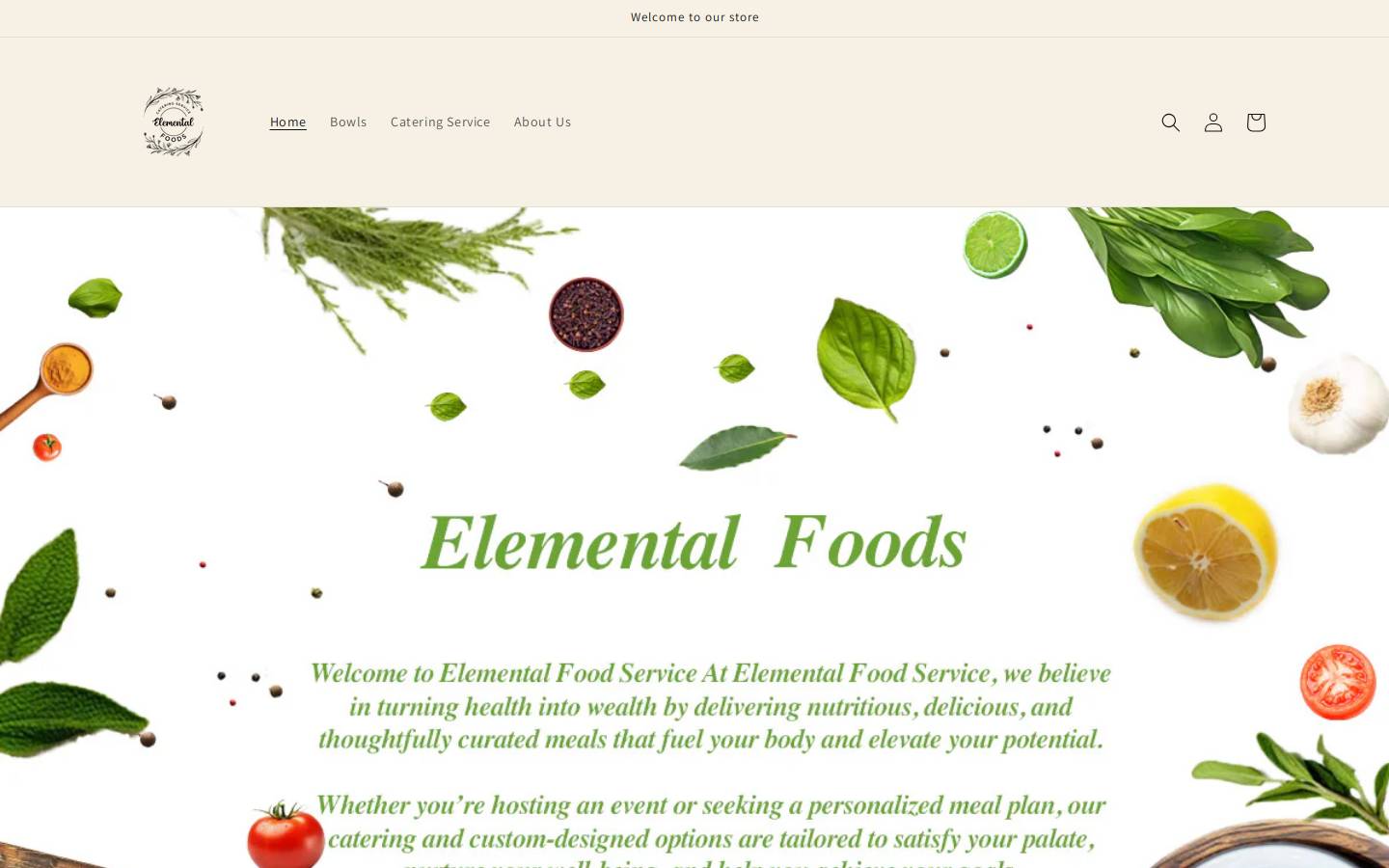 myelementalkitchen.com homepage screenshot