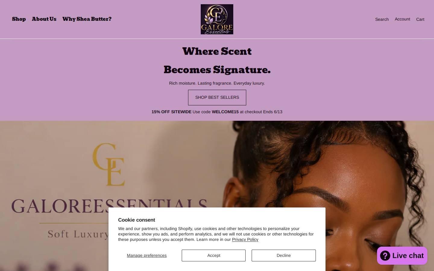 myessentialsgalore.com homepage screenshot