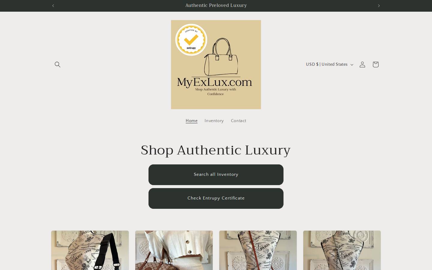 myexlux.com homepage screenshot