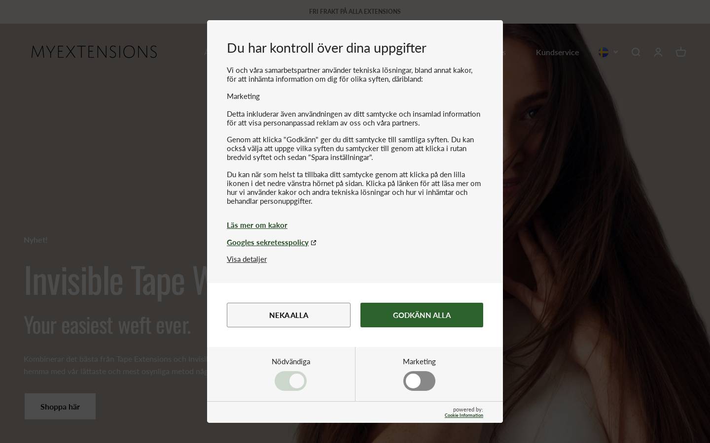 Myextensions homepage screenshot