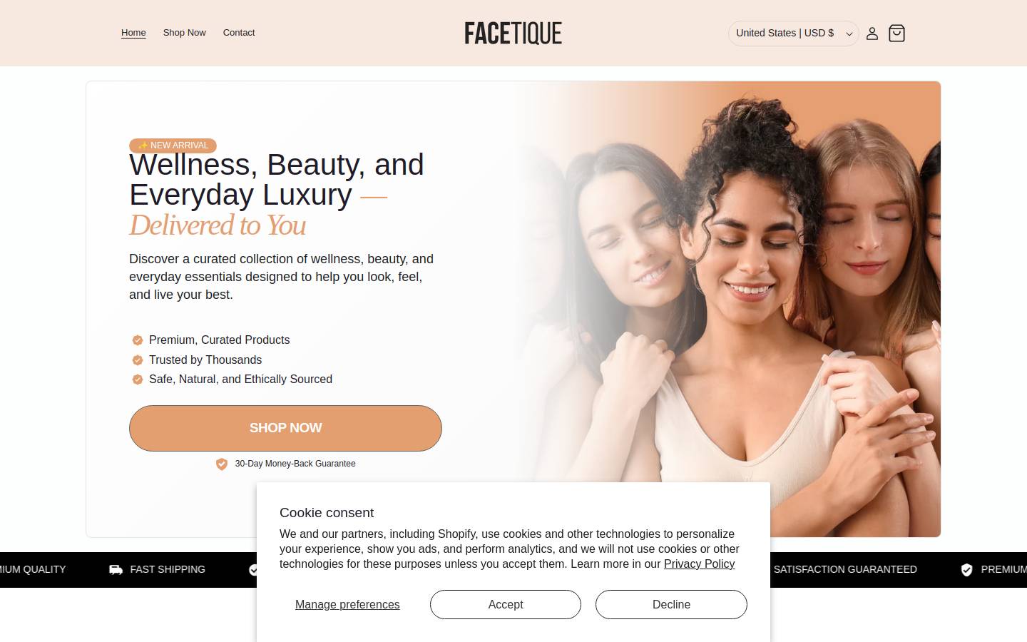 myfacetique.com homepage screenshot