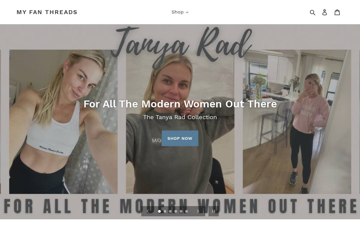 myfanthreads.com homepage screenshot