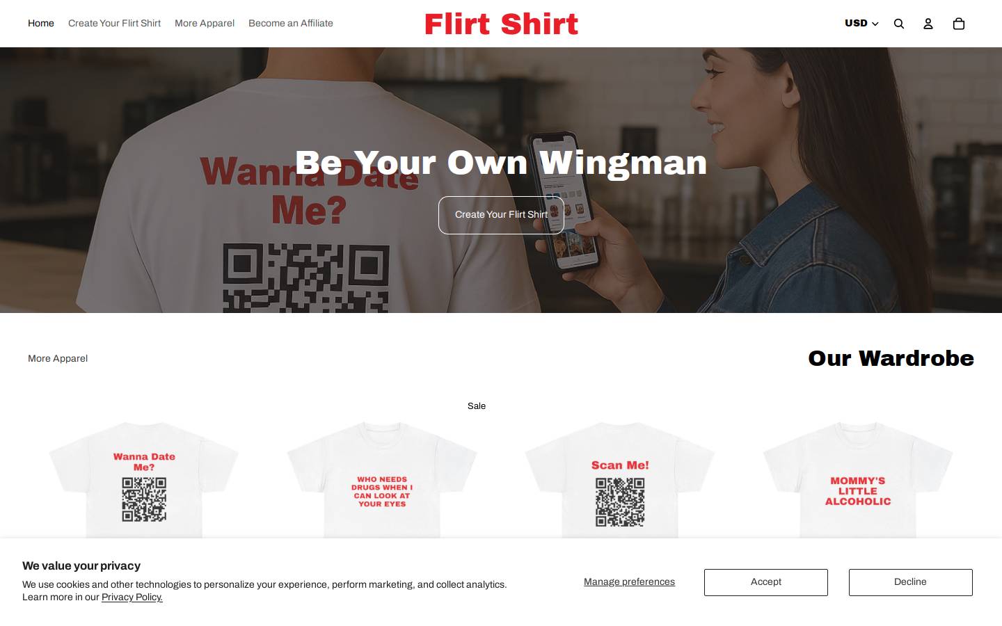 myflirtshirt.com homepage screenshot