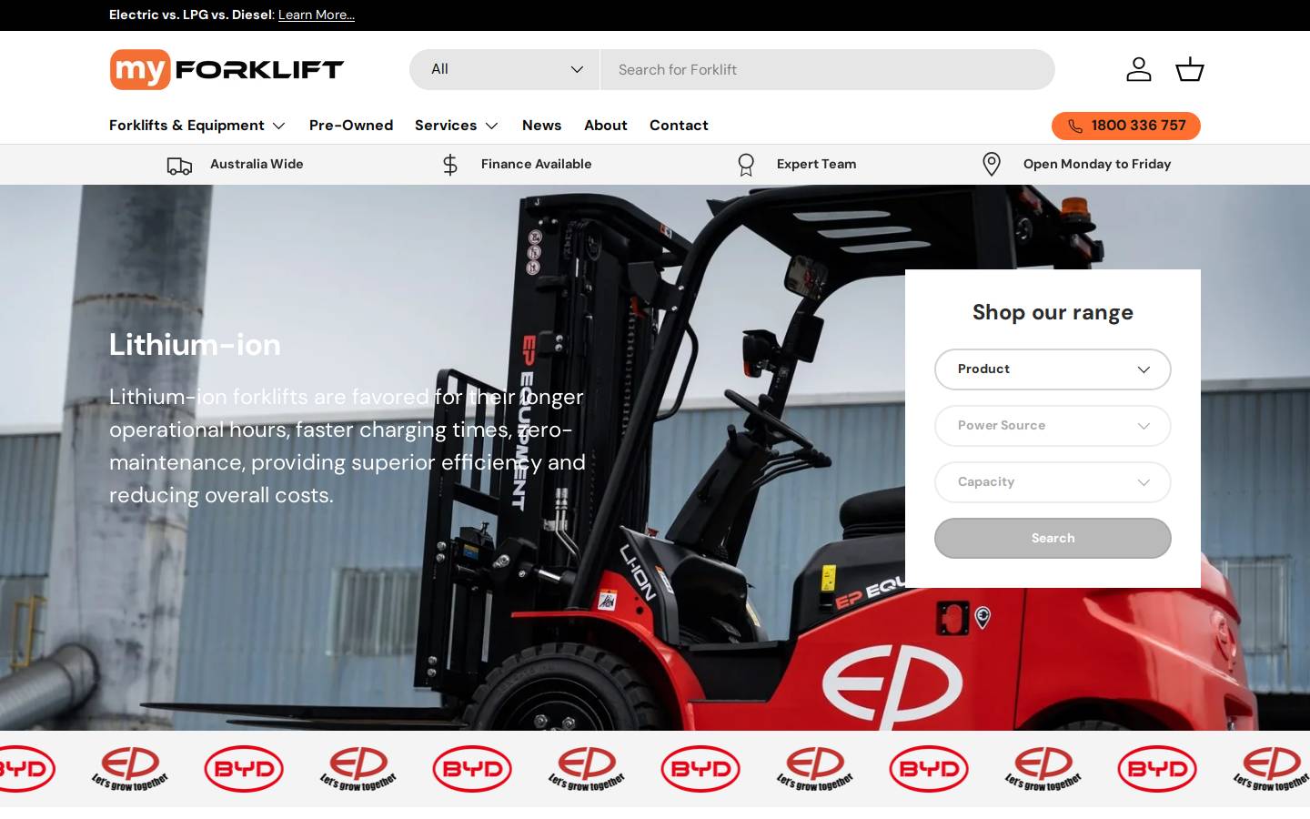 myforklift.com.au homepage screenshot