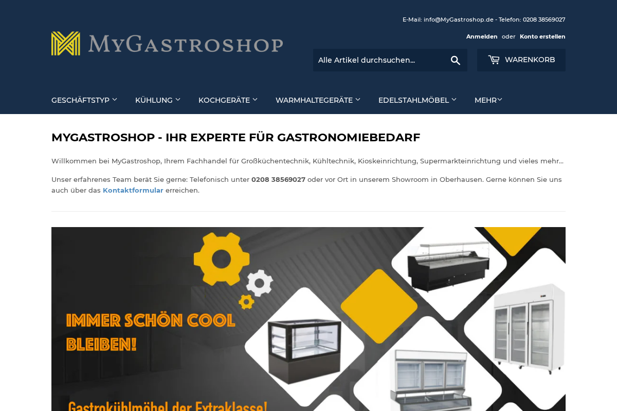 MyGastroshop homepage screenshot