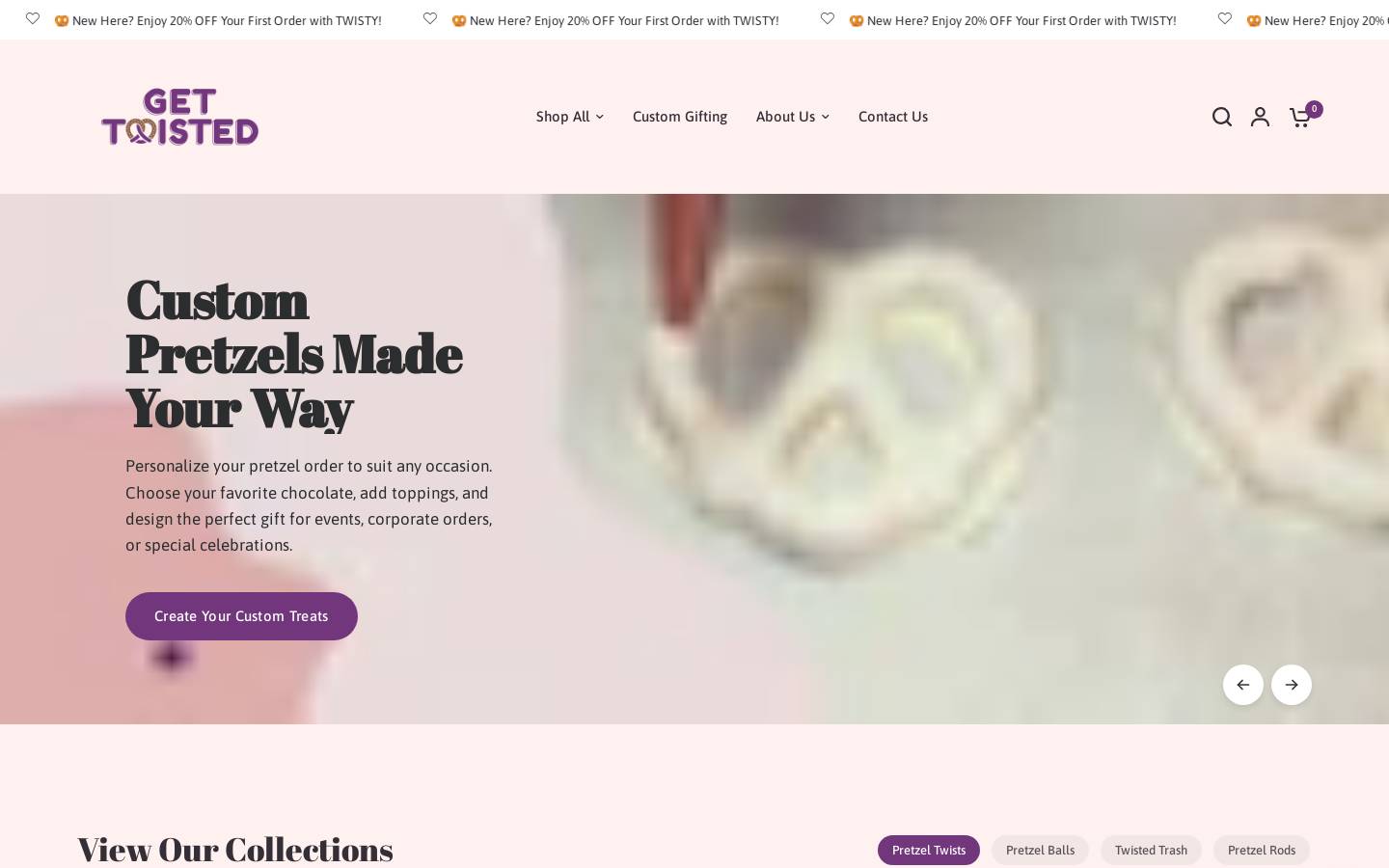mygettwistedpretzels.com homepage screenshot