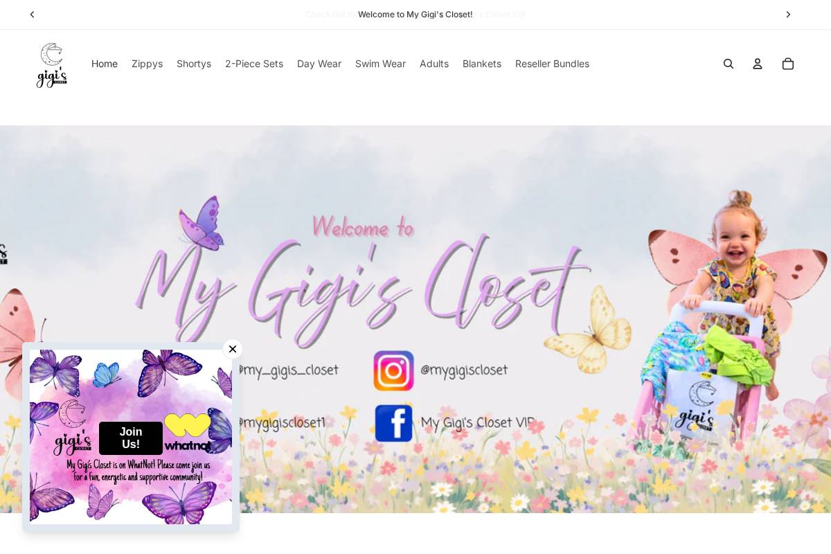 mygigiscloset.com homepage screenshot