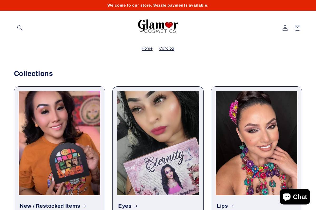 myglamorcosmetics.com homepage screenshot
