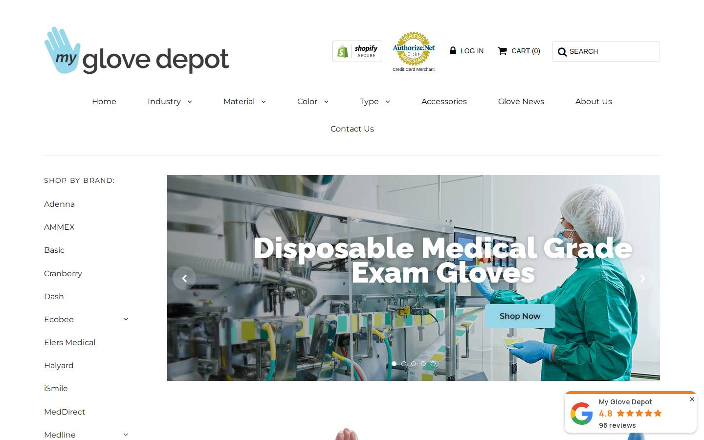 myglovedepot.com homepage screenshot