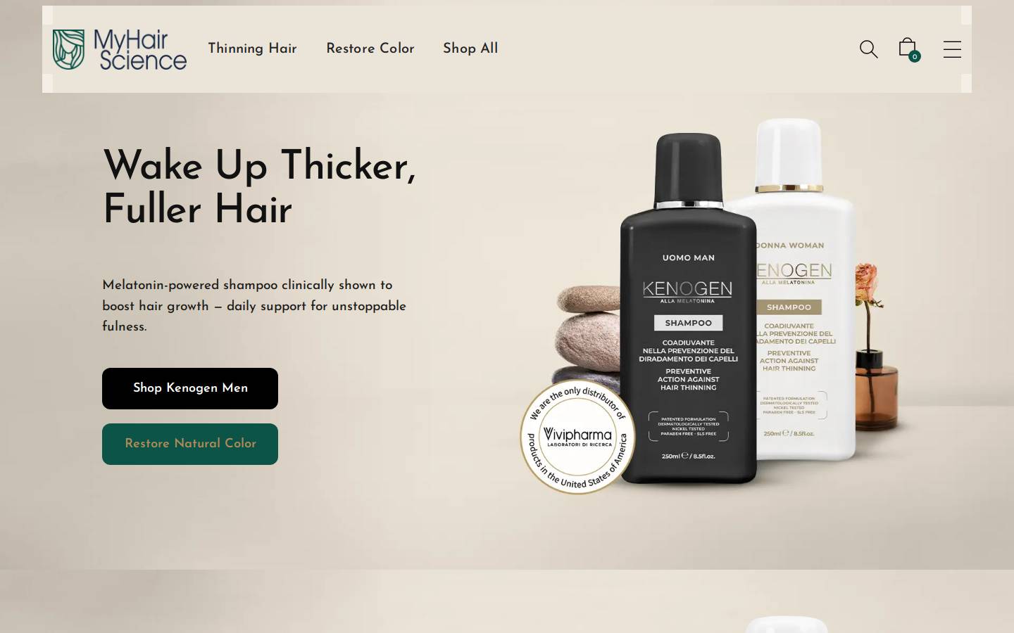 myhairscience.com homepage screenshot