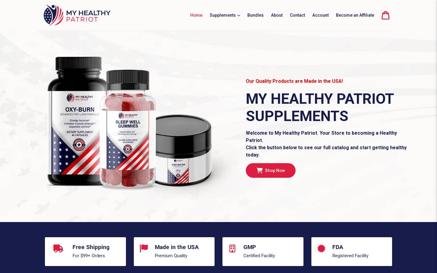 myhealthypatriot.com homepage screenshot