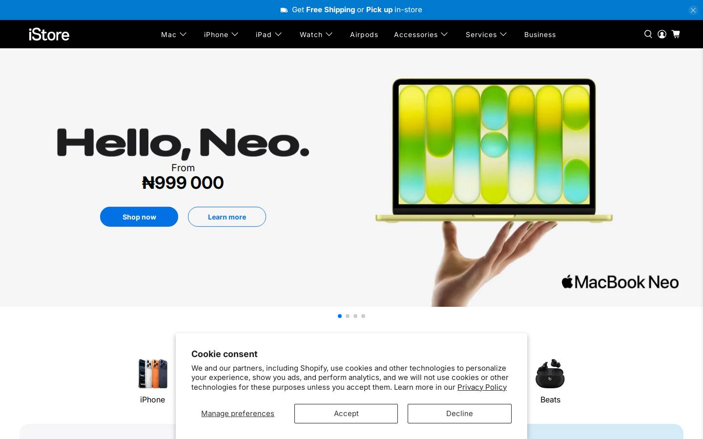 myistore.com.ng homepage screenshot