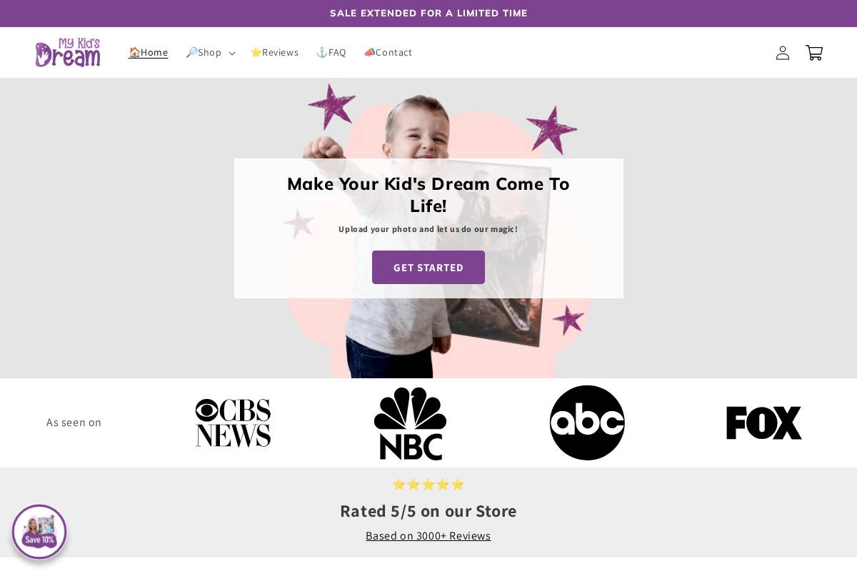 mykidsdream.com homepage screenshot