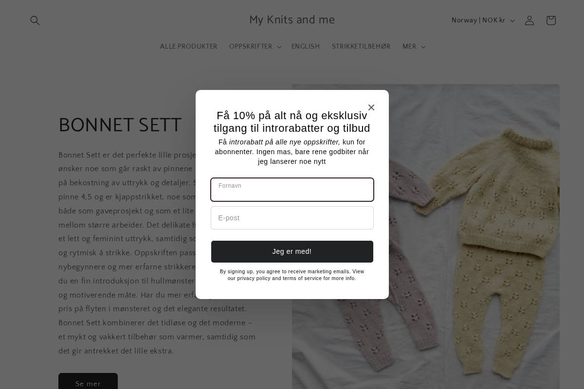 myknitsandme.com homepage screenshot