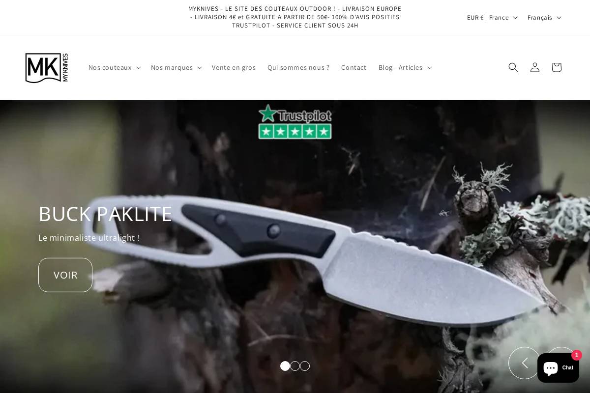 Myknives homepage screenshot