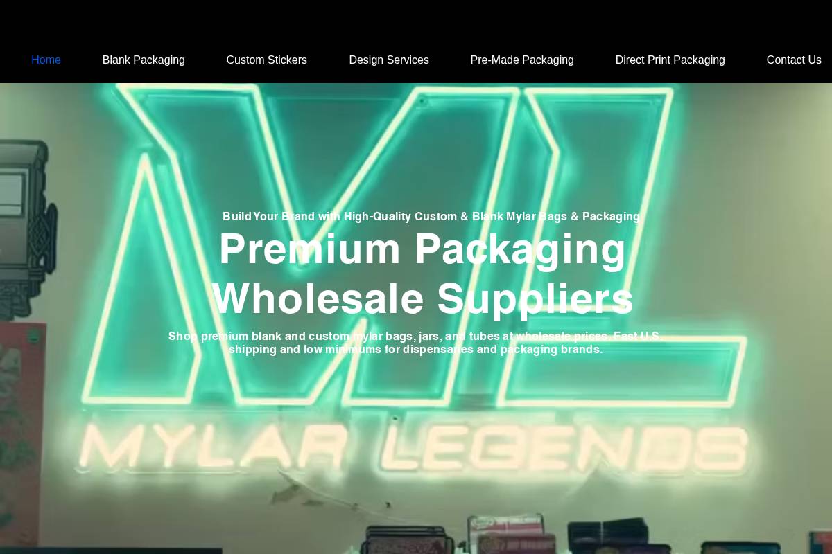 mylarlegends.com homepage screenshot