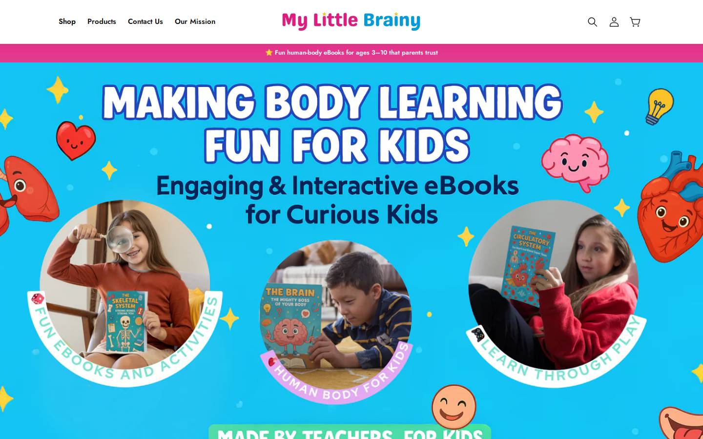 mylittlebrainy.com homepage screenshot