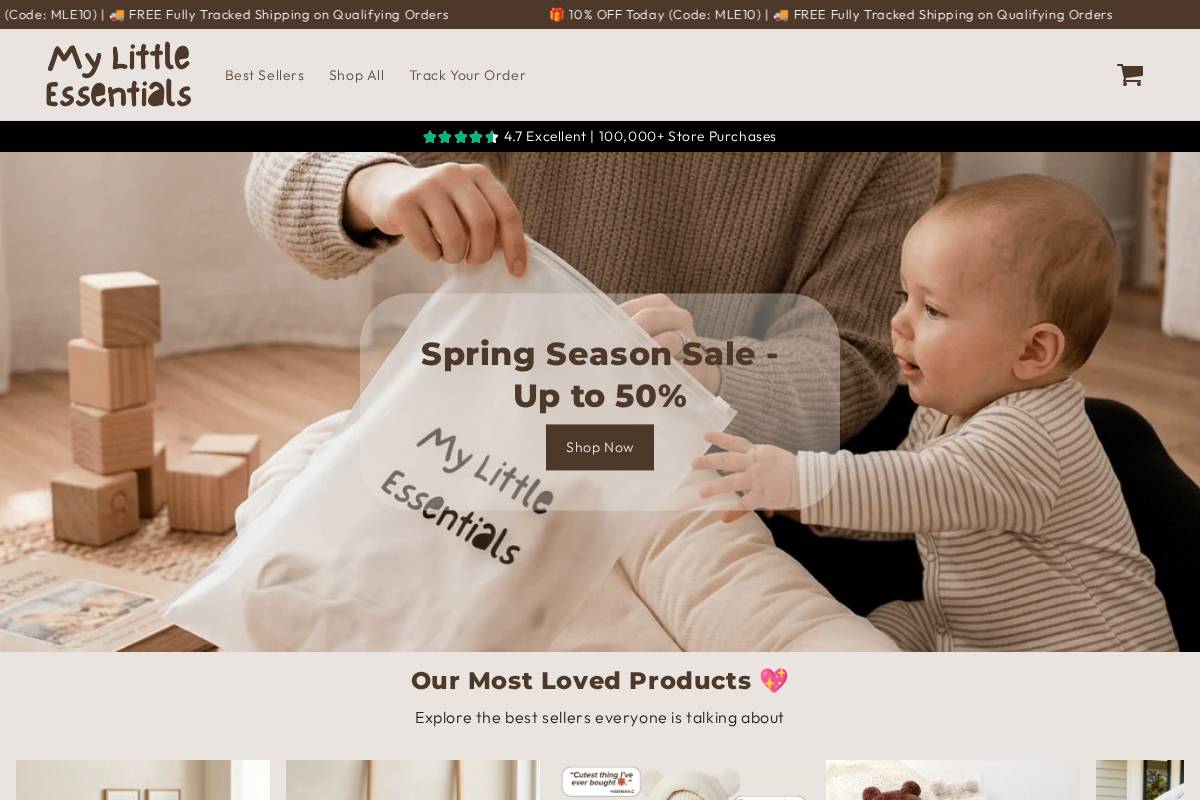 Mylittleessentials homepage screenshot