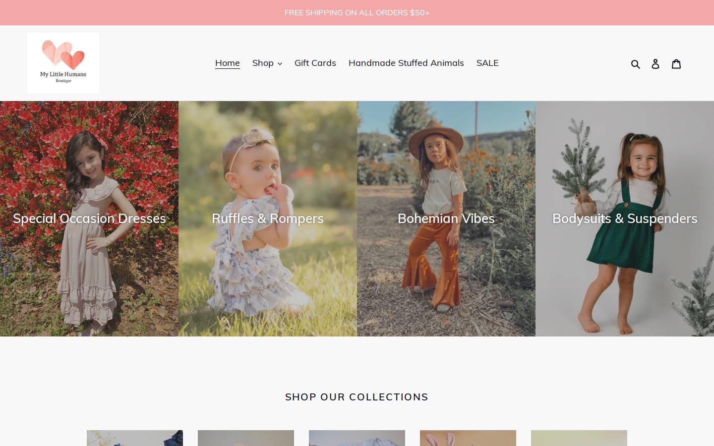 mylittlehumansboutique.com homepage screenshot