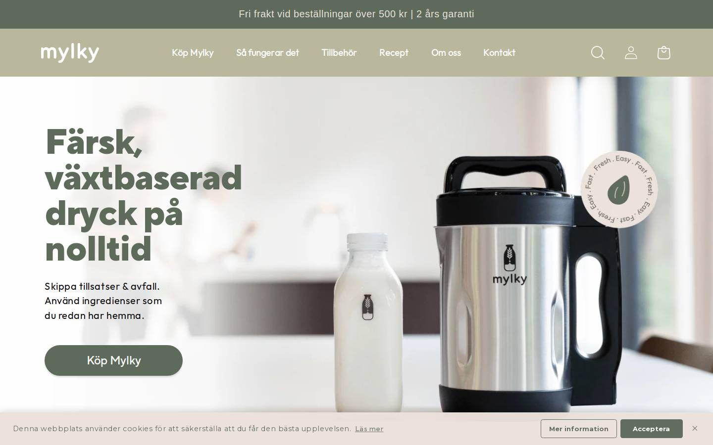 Mylky homepage screenshot