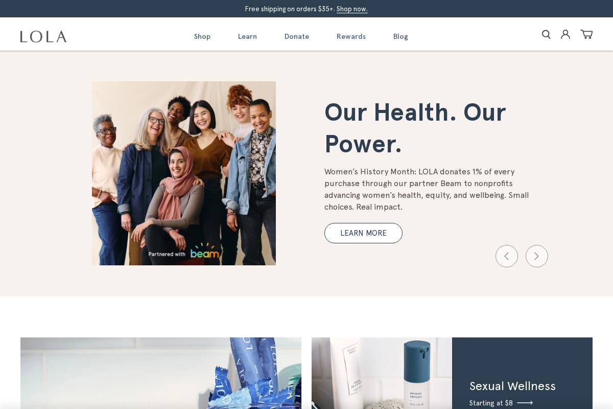 LOLA homepage screenshot