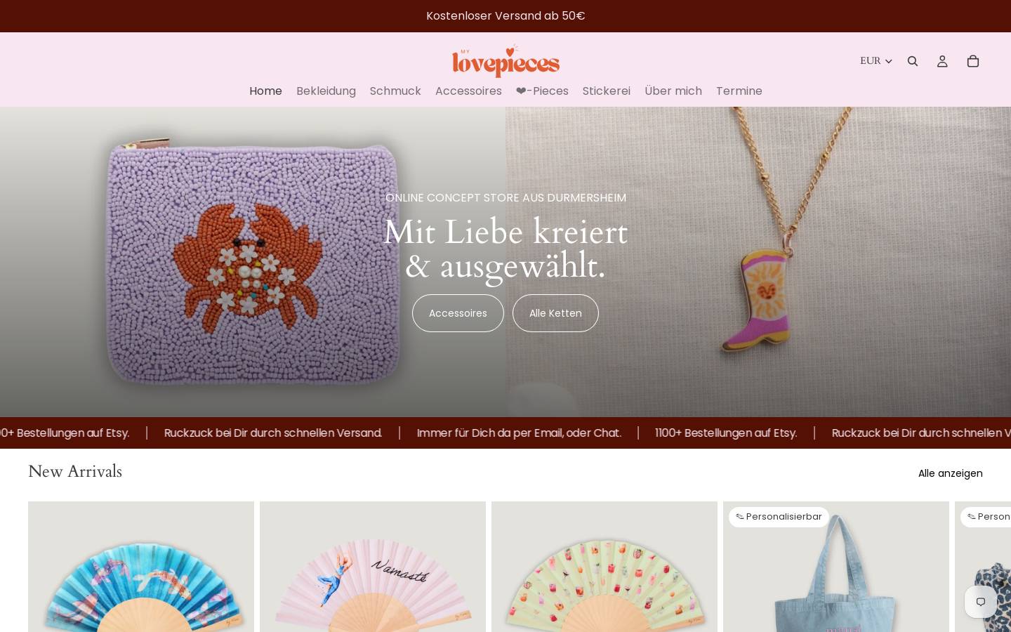 mylovepieces.de homepage screenshot