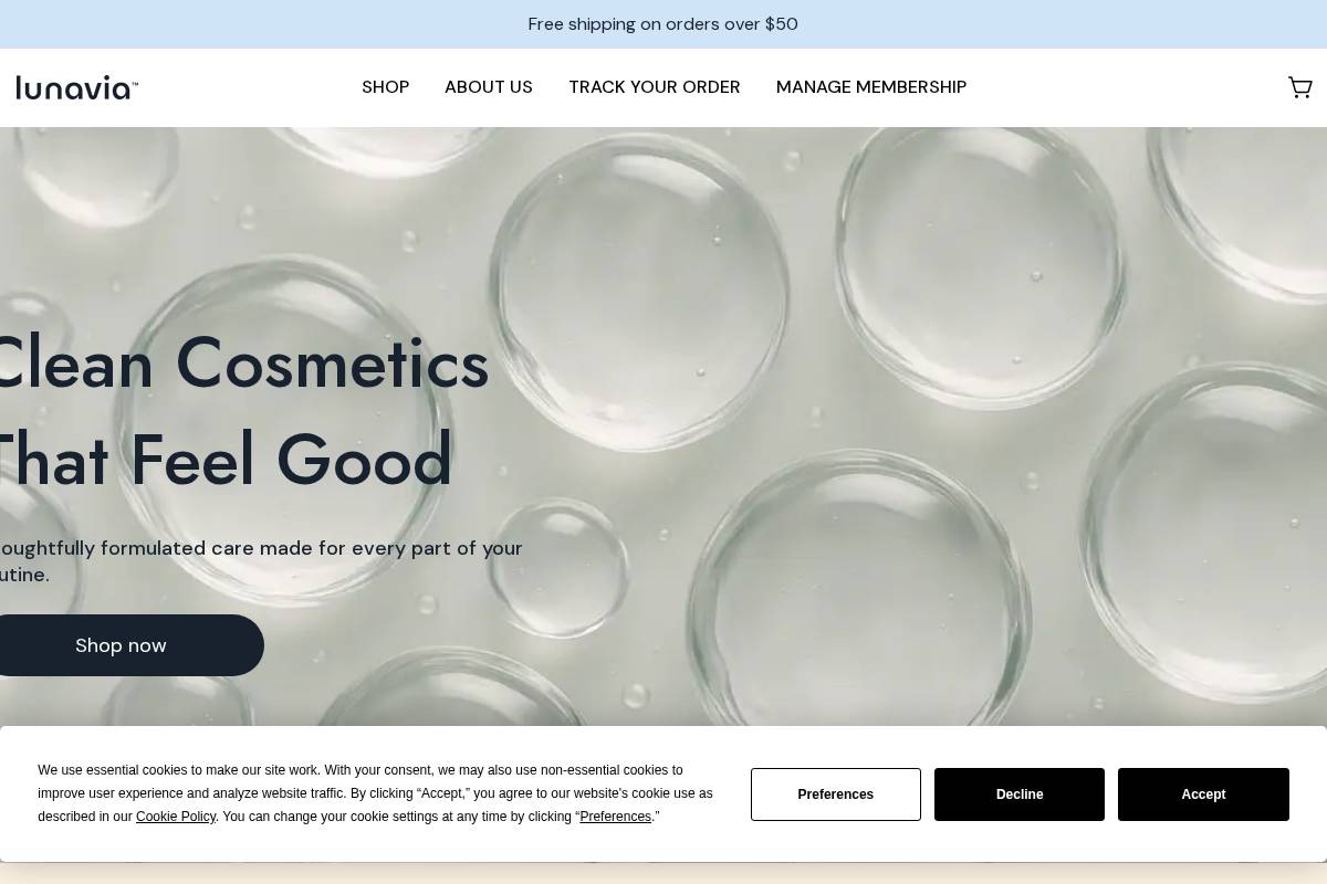 Lunavia homepage screenshot