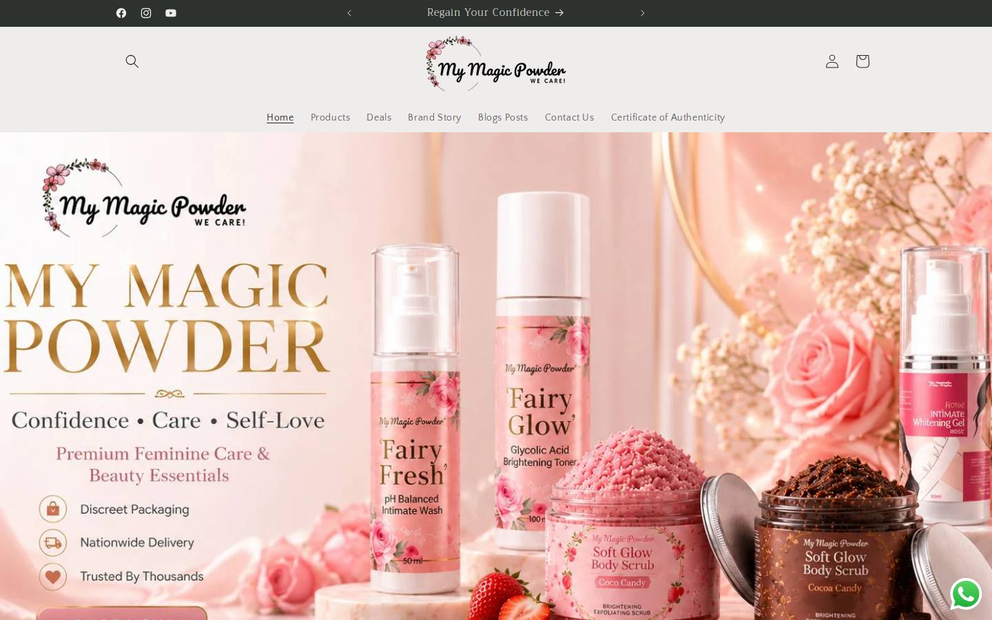 mymagicpowder.com homepage screenshot