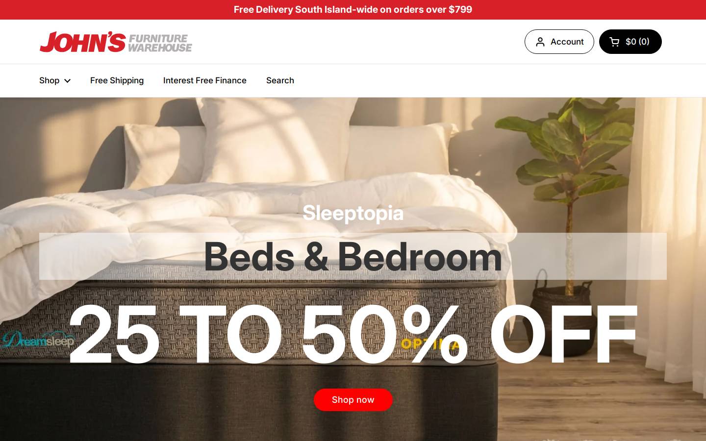 My Mate John's Furniture Warehouse homepage screenshot