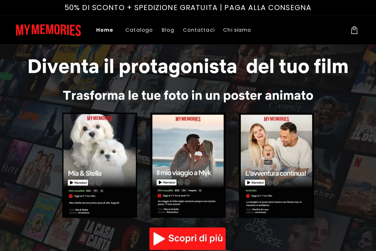 MyMemories Italia homepage screenshot