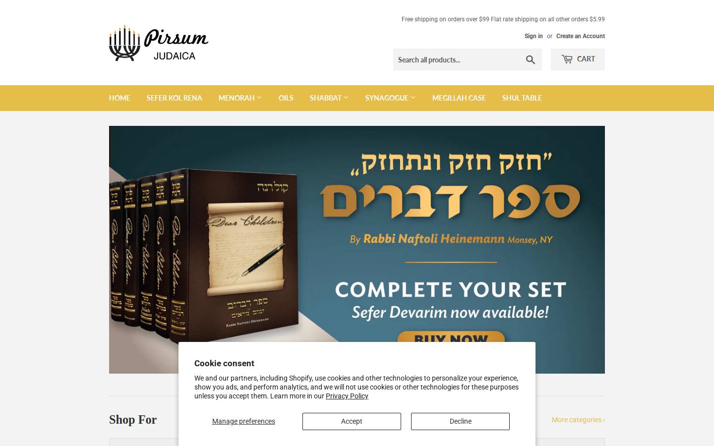 mymenorah.com homepage screenshot