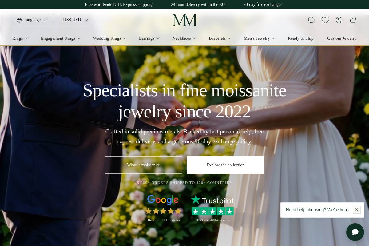 My Moissanite homepage screenshot