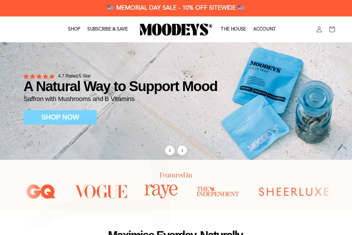 Mymoodeys homepage screenshot