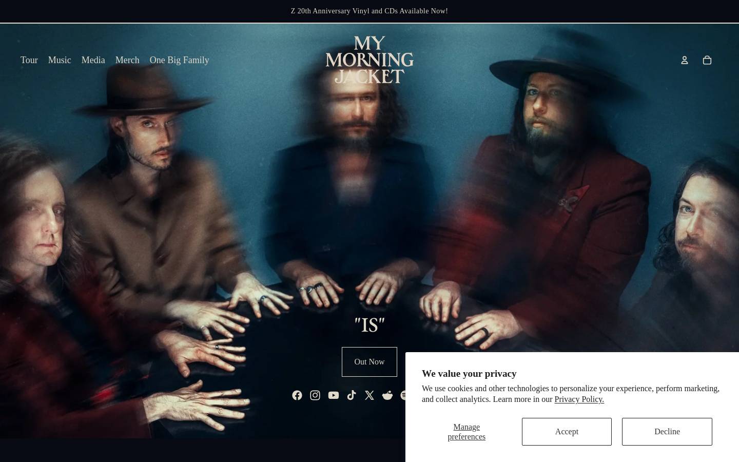 mymorningjacket.com homepage screenshot