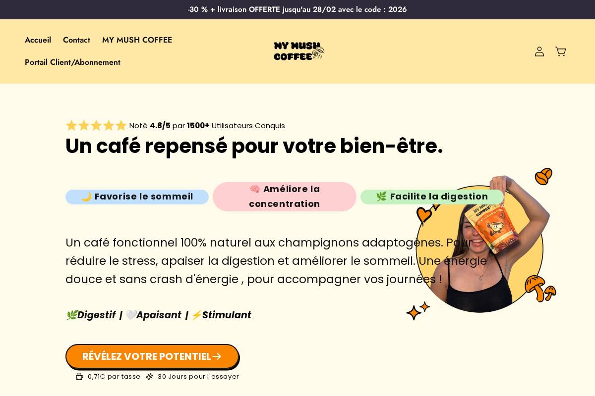 Mymushcoffee homepage screenshot