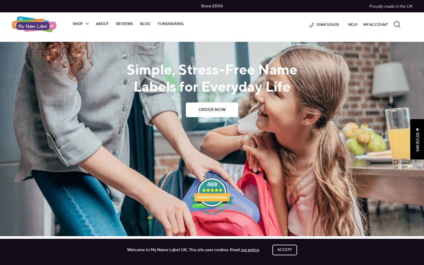 Mynamelabel homepage screenshot