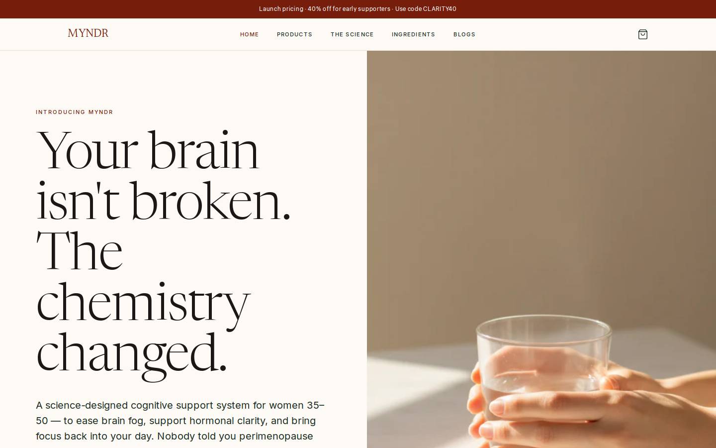 Myndr homepage screenshot