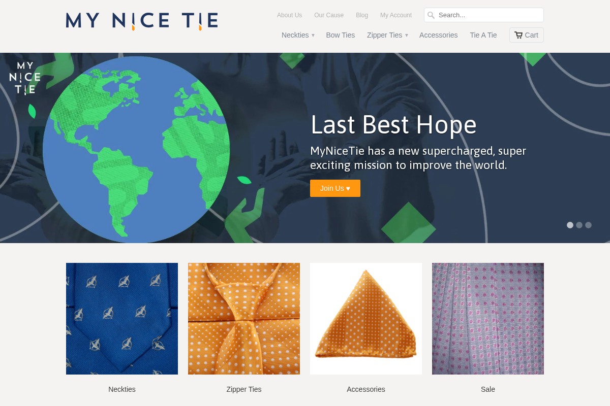 MyNiceTie homepage screenshot