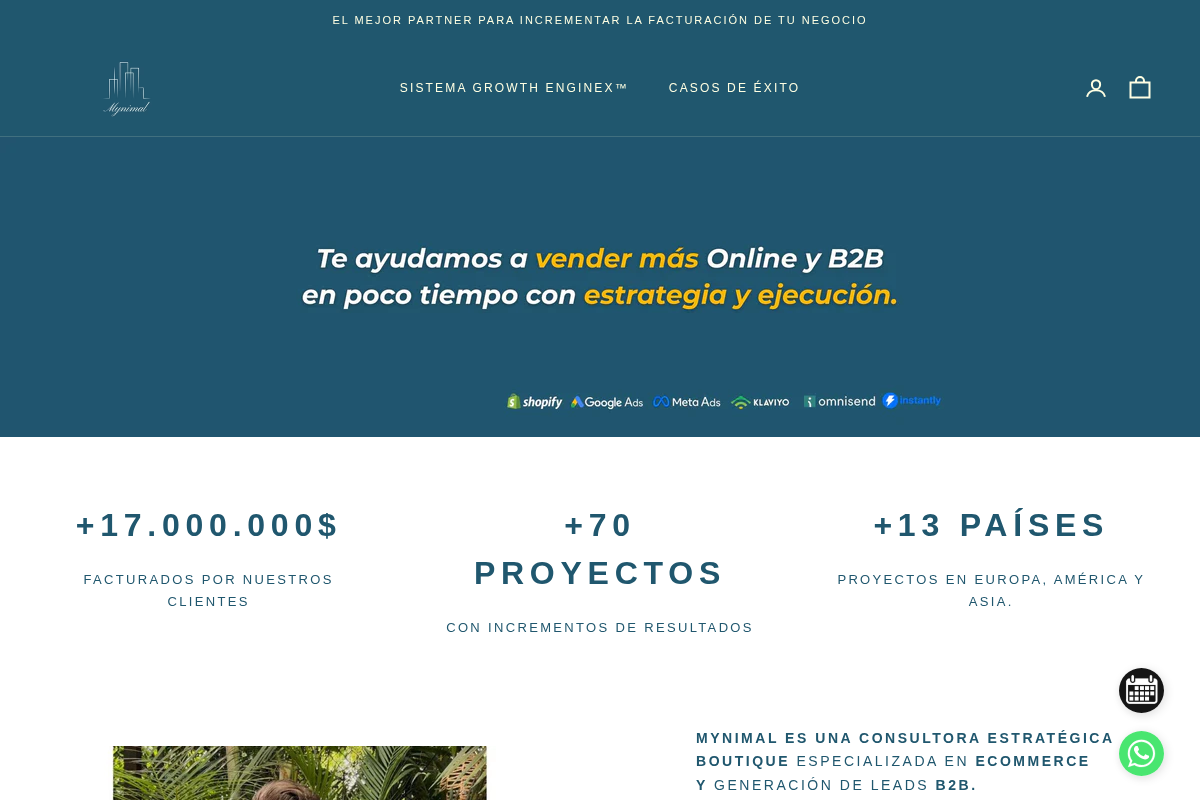Mynimal homepage screenshot